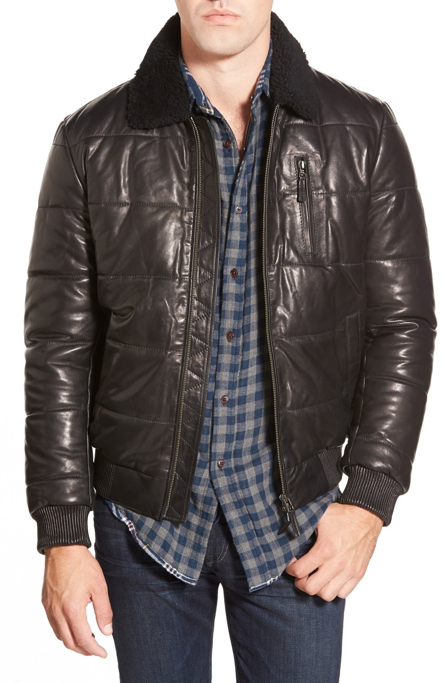 Rodd & Gunn 'Alport' Quilted Leather Jacket with Genuine Shearling ...