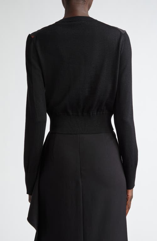 Shop Erdem Floral Wool & Silk Crêpe De Chine Cardigan In Black/violette Bloom Black