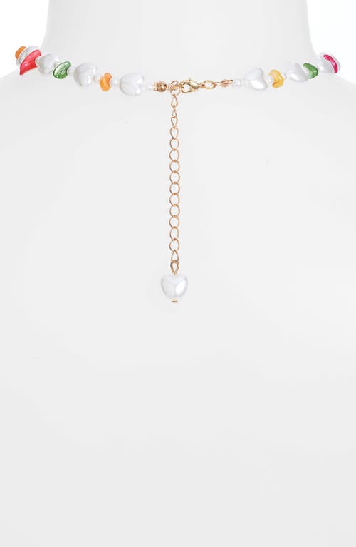 Shop Knotty Imitation Pearl Necklace In White/rainbow
