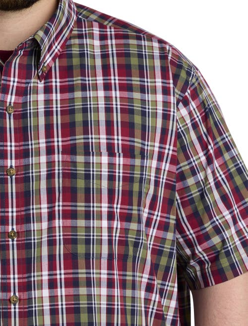 Harbor Bay By Dxl Easy-care Medium Plaid Sport Shirt In Navy/green Multi