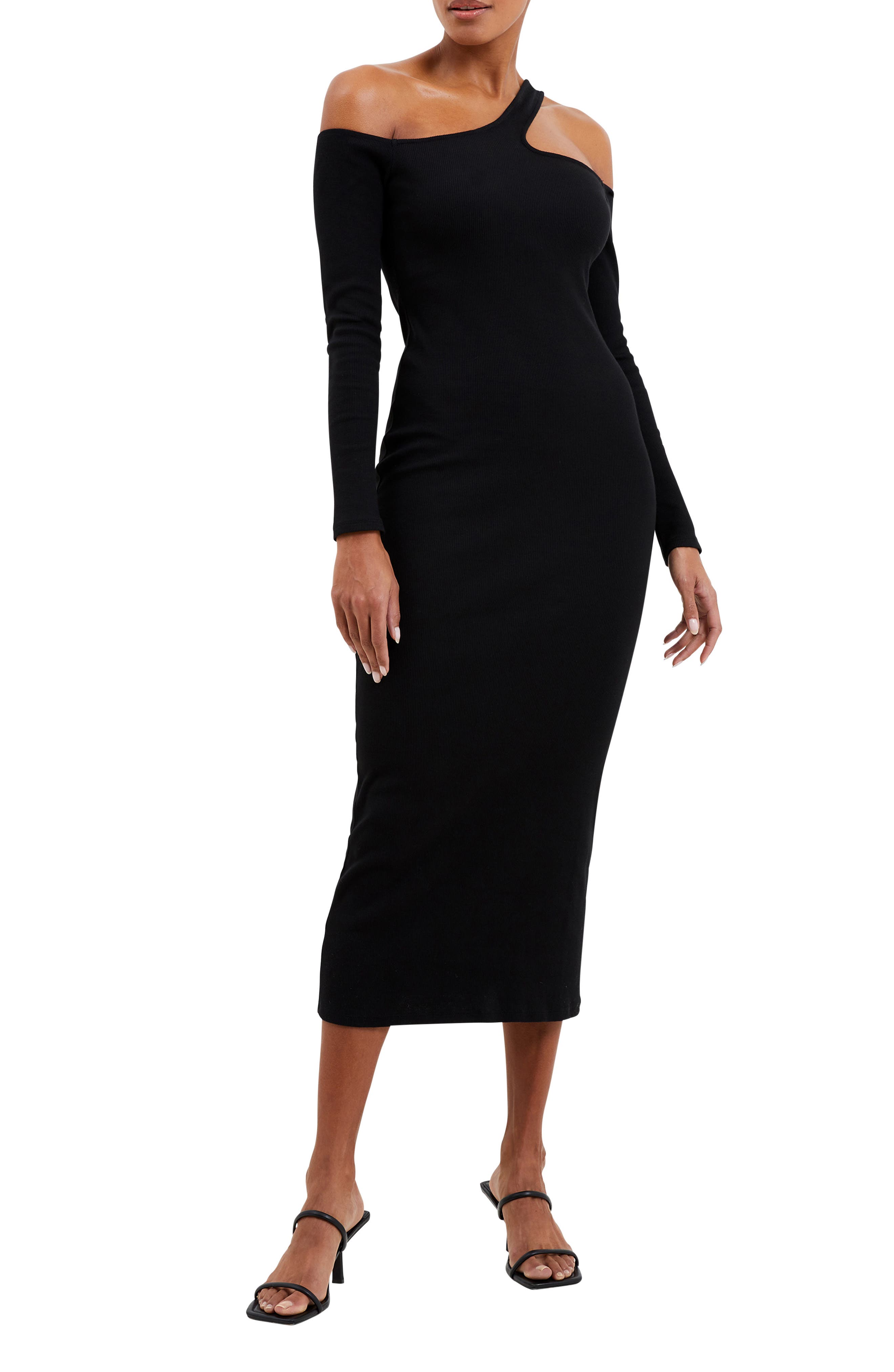 French Connection Rassia Chereyle Cutout One-Shoulder Midi Dress | Nordstrom