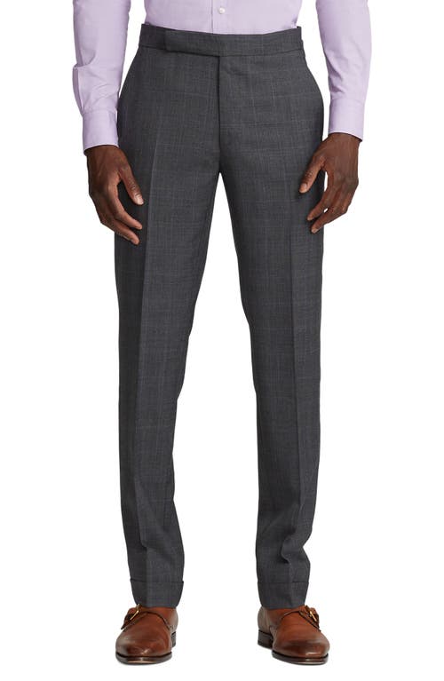 Shop Ralph Lauren Purple Label Kent Hand Tailored Grey Windowpane Check Wool Suit In Medium Grey/purple Deco