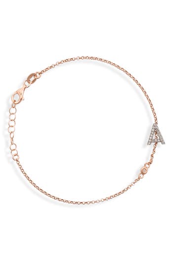Meshmerise Diamond Initial Bezel Bracelet In Rose-a