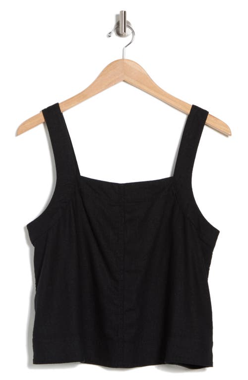 Shop Melrose And Market Button Back Apron Linen Blend Tank In Black