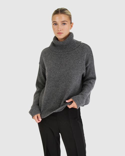 Belle & Bloom Right Here Waiting Open Back Knit In Charcoal