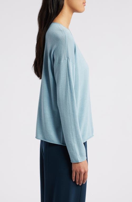 Shop Eileen Fisher Crewneck Wool Sweater In Frost