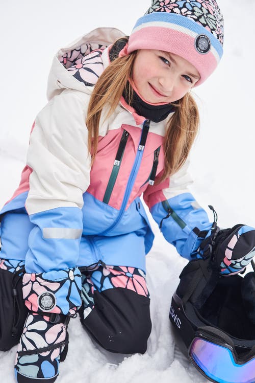 Shop Deux Par Deux Girl's Two Piece Technical Snowsuit Colorblock Printed Retro Flowers