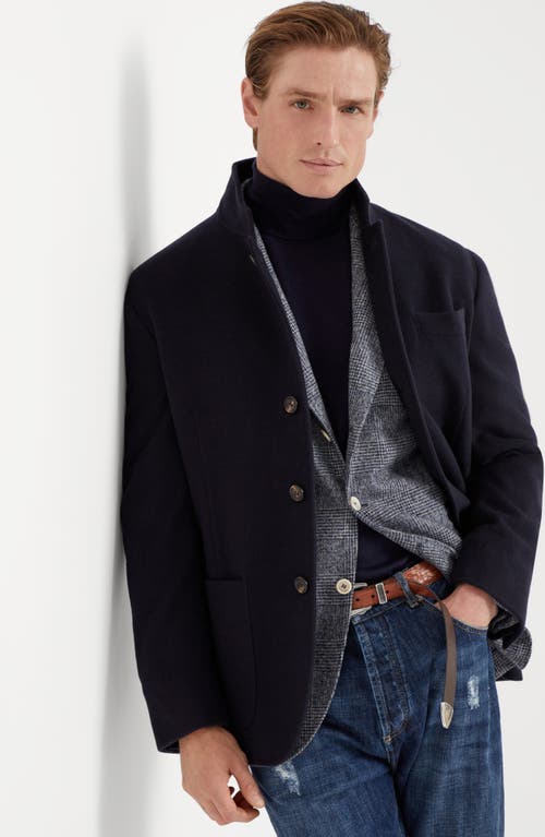 Shop Brunello Cucinelli Blazer-style Outerwear In Navy Blue