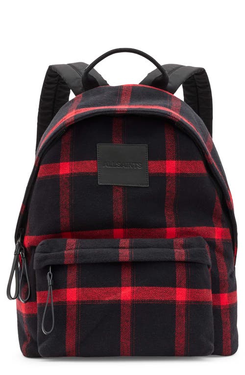 AllSaints Carabiner Check Backpack in Red/Black