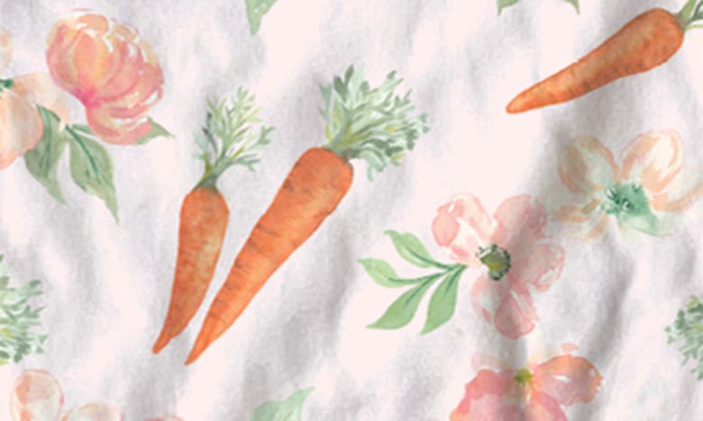 Shop Laree + Co Lillian's Carrot Print Ruffle Convertible Zip Footie In Pink