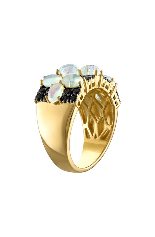 Fzn 14k Gold Over Sterling Silver Opal & Black Spinel Statement Ring In Gold