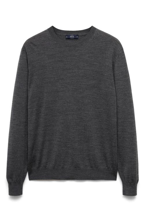 Shop Mango Crewneck Wool Sweater In Dark Heather Grey