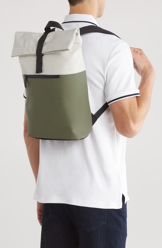 Shop Duchamp Rubberized Two-tone Rolltop Backpack In Grey/ Green