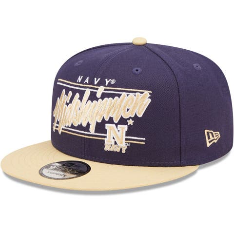 ST. LOUIS BLUES NEW ERA 5950 HERITAGE SCRIPT NAVY AND GOLD FITTED HAT