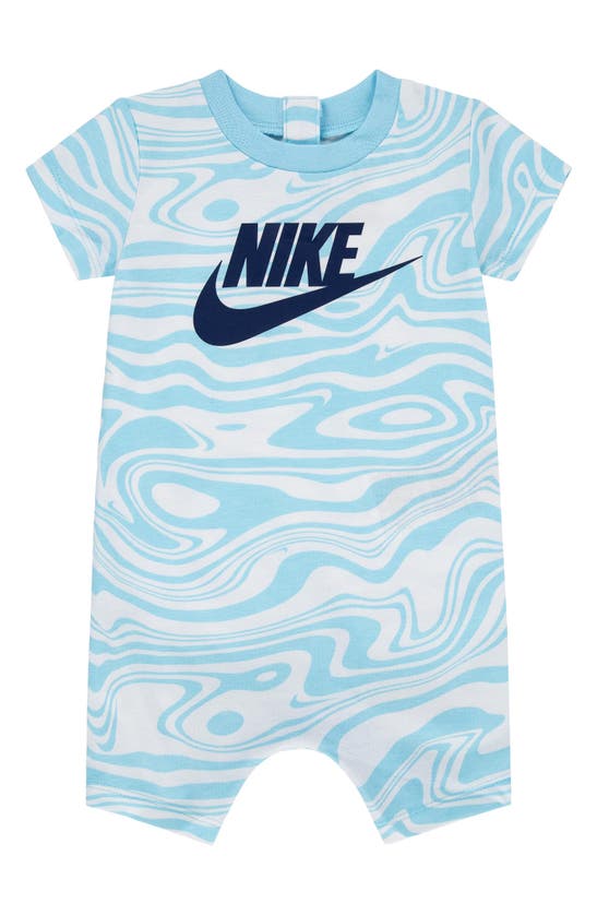 Shop Nike Wavy Print Romper In Aquarius Blue