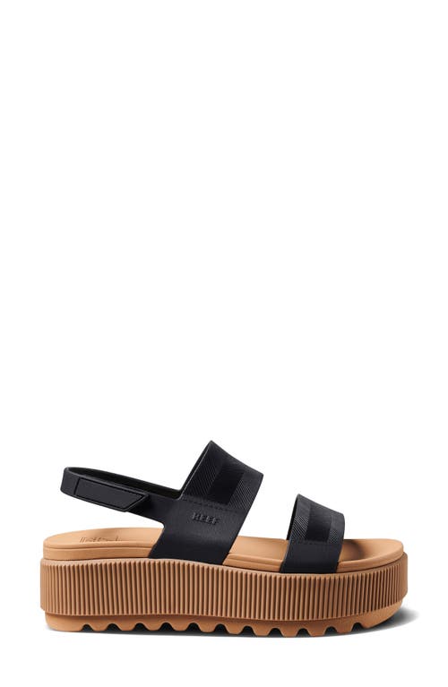 Reef Water Vista Platform Slingback Sandal In Black/tan
