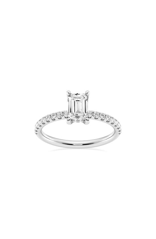 Badgley Mischka Emerald Cut Lab Created Diamond Ring In White