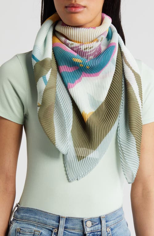 Pleated Square Scarf in Teal Botanist Floral