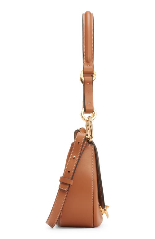 Shop Valentino Garavani Small Vlogo Leather Saddle Shoulder Bag In Almond Beige