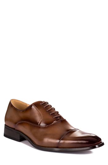 Gino Vitale Cap Toe Oxford In Dark Brown