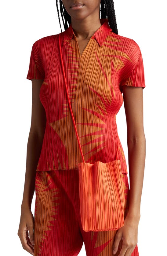 Shop Issey Miyake Pleats Please  Piquant Print Pleated Top In Brown Chile