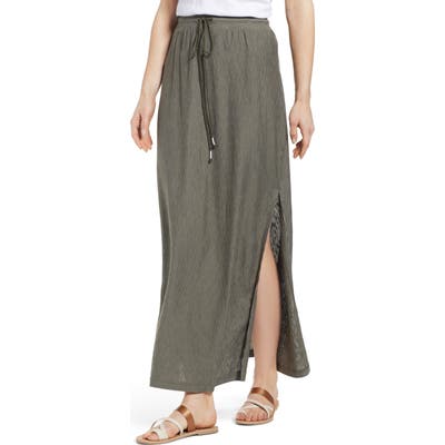 Petite Caslon Stripe Knit Maxi Skirt, Green