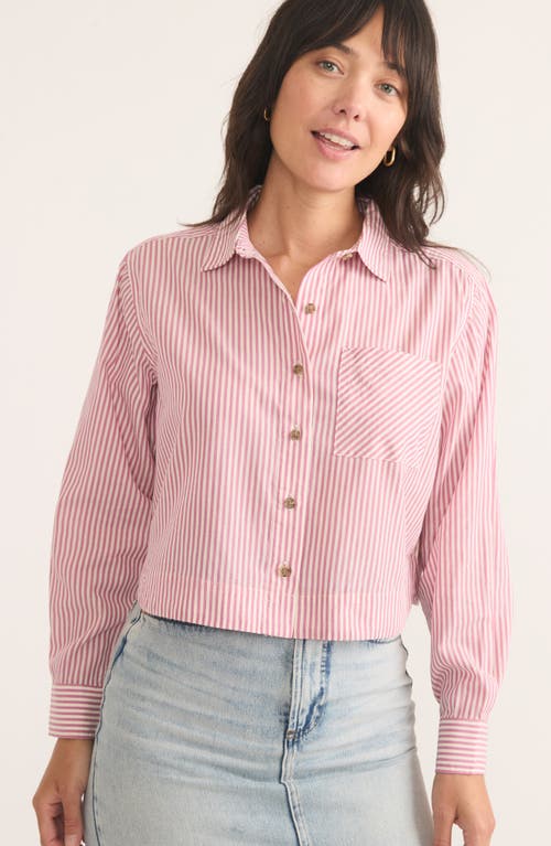 MARINE LAYER MARINE LAYER MILA STRIPE STRAIGHT HEM CROP BUTTON-UP SHIRT