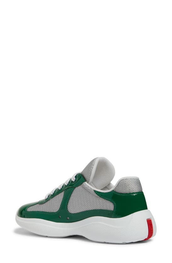 Prada America's Cup Vernice Patent Runner Sneakers In Verde