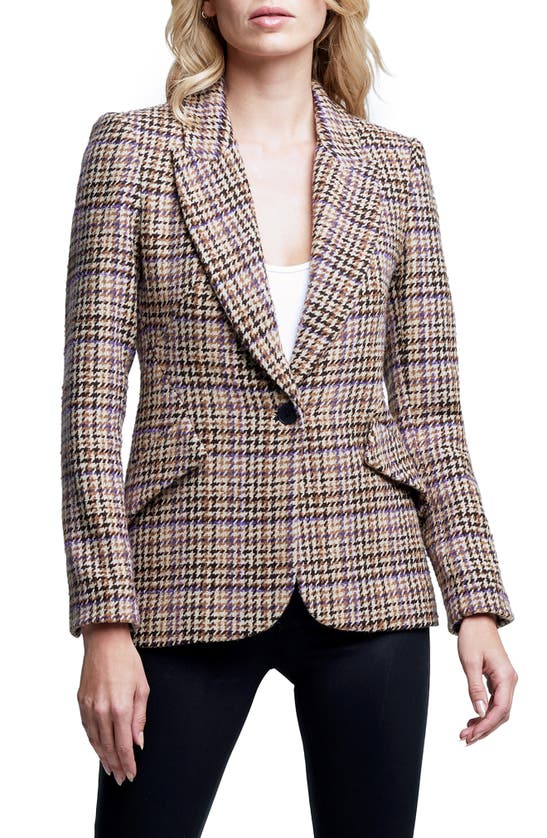 Lagence L'agence Chamberlain Houndstooth Blazer In Tan Multi Twill ...