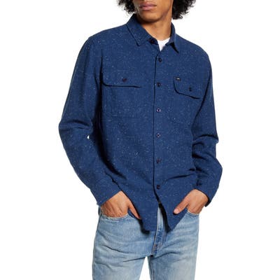 Obey Jasper Neppy Button-Up Flannel Shirt, Blue