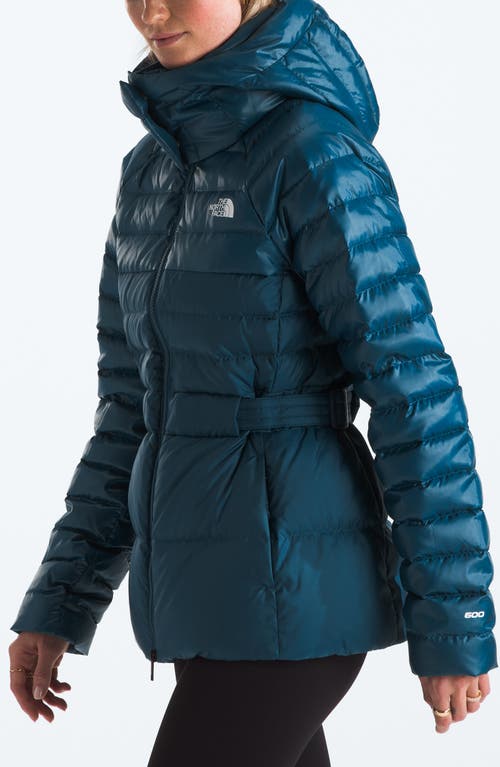The North Face Metropolis Water Repellent 600 Fill Power Down Hooded Jacket In Midnight Petrol