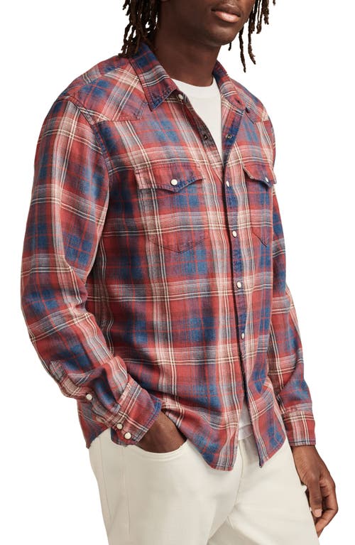 LUCKY BRAND LUCKY BRAND PLAID COTTON WESTERN SNAP-UP SHIRT 