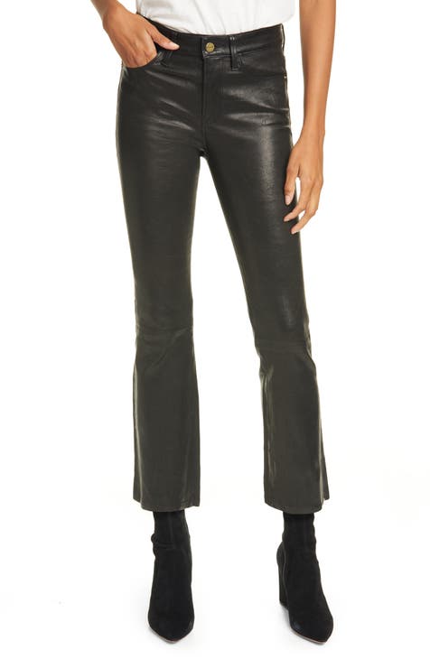Black Leather Pants, Leather Pants Women, Crop Pants