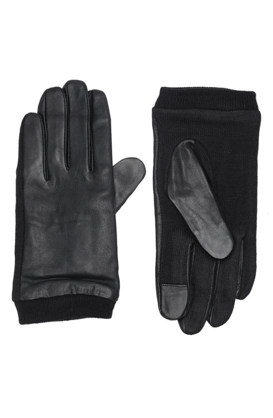 Click to view more detailed imagery on our partner's website Sole Society Leather & Knit Mixed Media Touch Gloves In Black