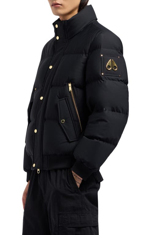 Moose Knuckles High Point Gold Series 800 Fill Power Down Bomber Jacket in Black 