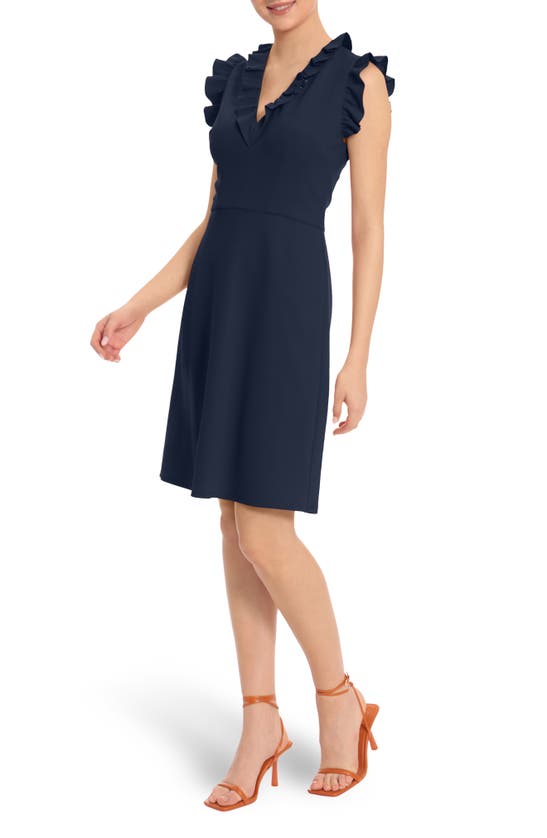 Maggy London Ruffle Sleeve Mini Dress In Twilight Navy