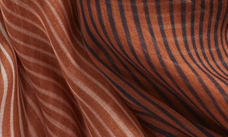 Shop Nordstrom Print Modal & Silk Scarf In Brown Shaped Stripes