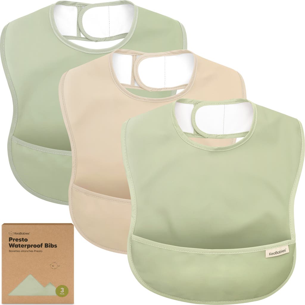 Keababies 3-pack Presto Waterproof Bibs In Jade