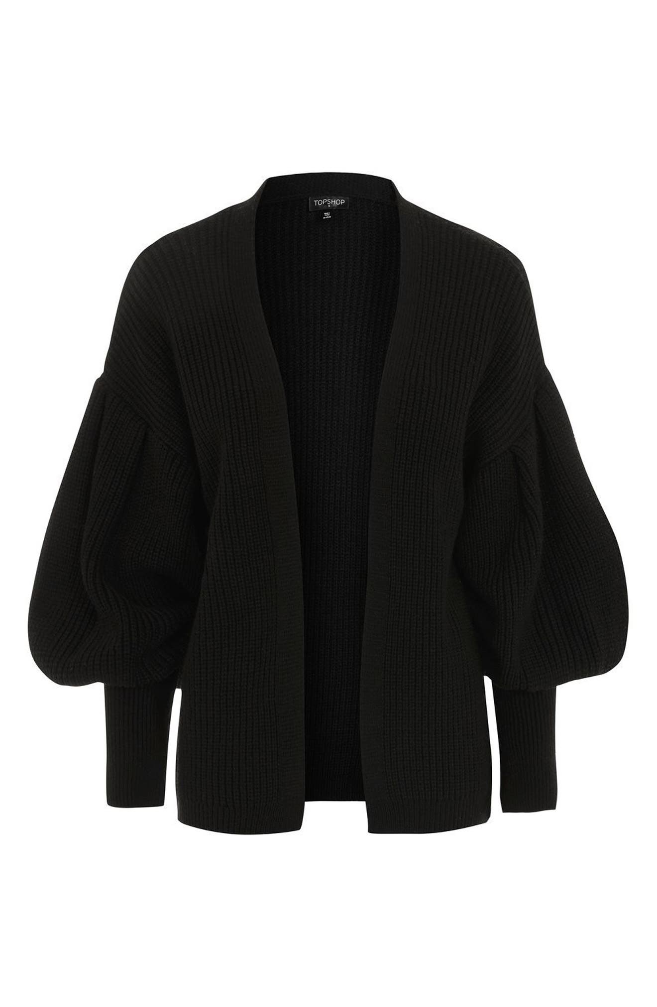 black cardigan balloon sleeves