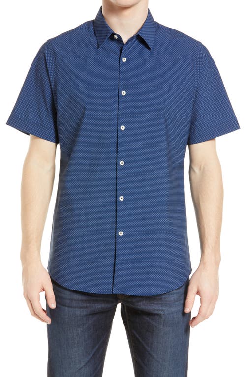 MOVE Performance Apparel Short Sleeve Button-Up Shirt in Navy