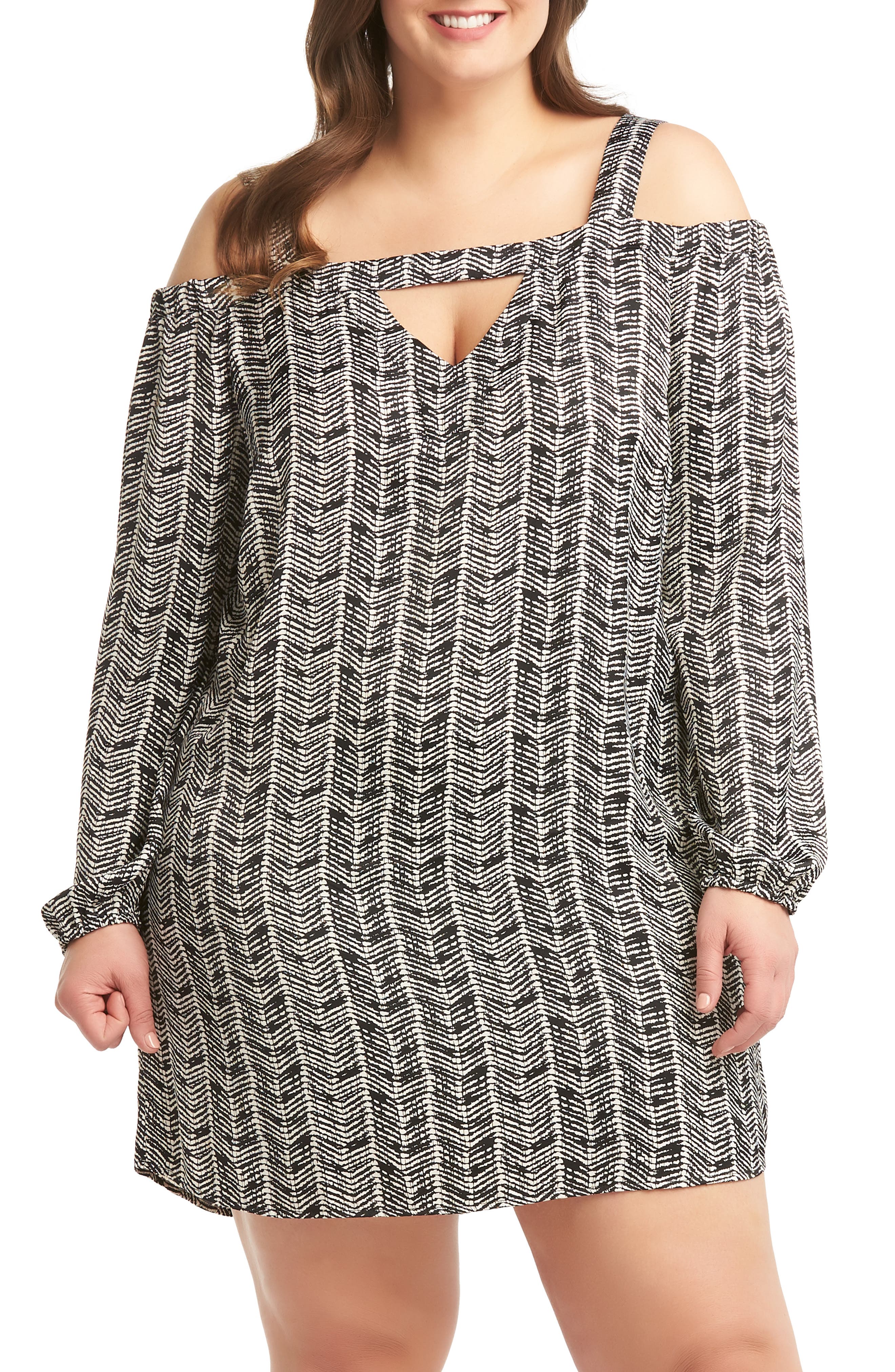 Plus Size Lemon Tart Blake Cold Shoulder Minidress, Blue