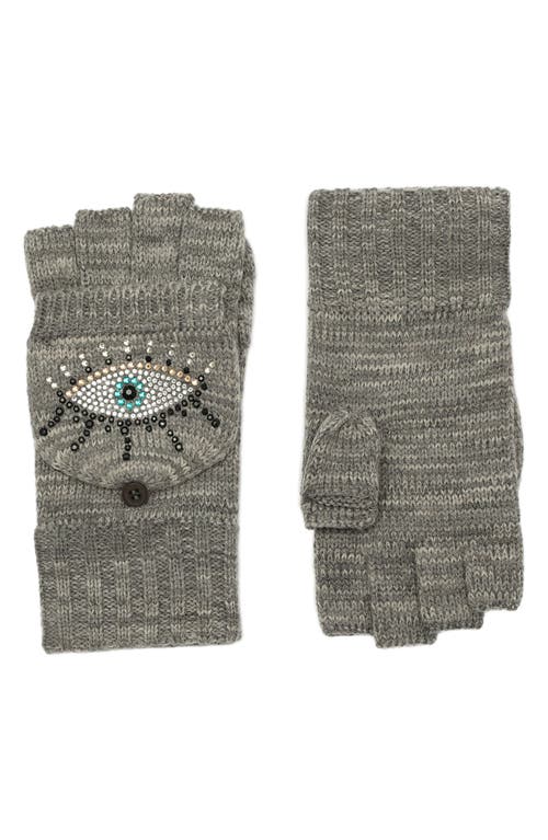 Kurt Geiger London Evil Eye Convertible Crystal Embellished Mittens in Dark Grey Marl 