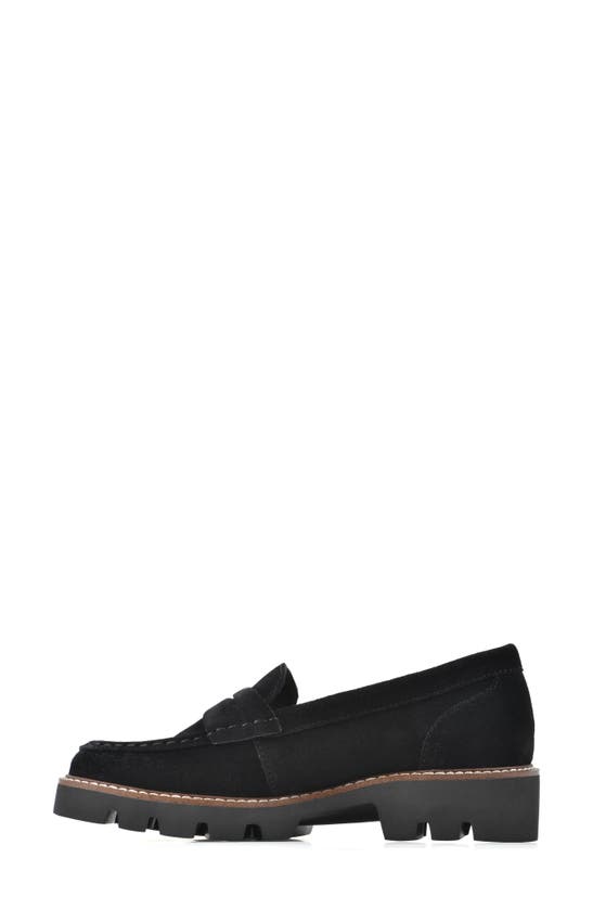 Shop White Mountain Footwear Gunner Lug Sole Platform Penny Loafer In Black