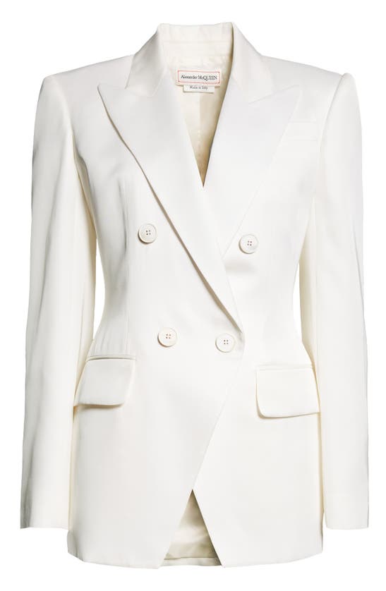 Shop Alexander Mcqueen Structured Double Breasted Sport Coat In Ivory