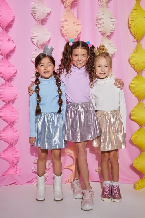 Bisby Kids' Metallic Circle Skort In Sugarplum Metallic