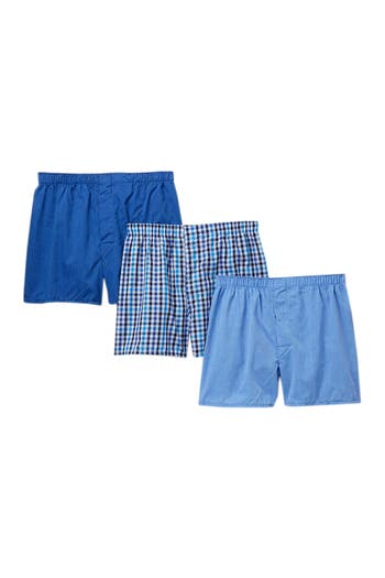 Shop Nordstrom Rack Woven Boxer In Blue- Grey Plaid/solid Pack