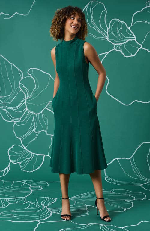 Shop Maggy London Mock Neck Sleeveless Knit Dress In Evergreen