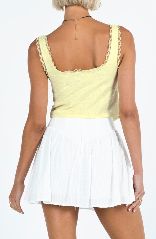 Shop Princess Polly Merrelle Lace Trim Tie Front Tank In Lemon