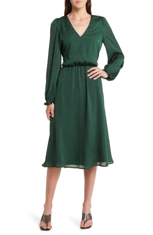 Floral Long Sleeve Dress in Forest Green