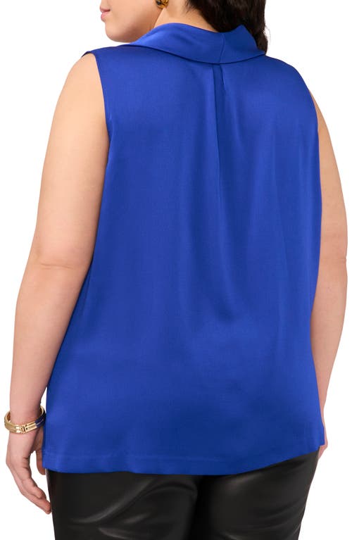 Shop Vince Camuto Cowl Neck Sleeveless Satin Top In Sapphire Blue